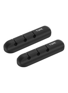 TOPK Pack Of 2 Silicon Charger Wire Organizer Holder Clip Black  - Image 1