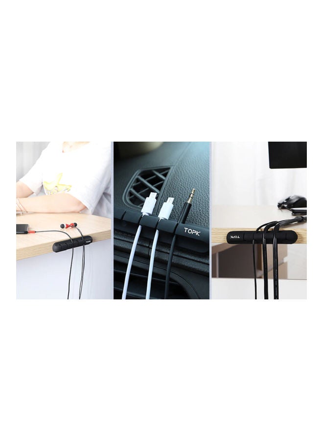 Pack Of 2 Silicon Charger Wire Organizer Holder Clip Black