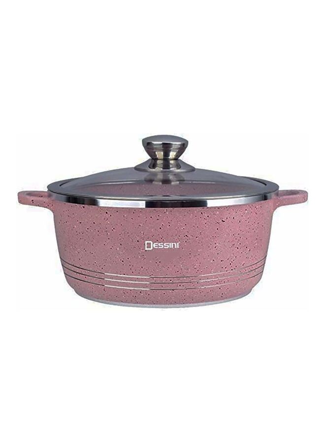 DESSINI 10-Piece Granite Non Stick Scratch Resistance Cookware With Lids Set Includes 1xCasserole (32cm),1xCasserole (28cm), ,1xCasserole (24cm),1xCasserole (20cm) and Shallow Casserole Pink 32,28,24,20,28cm  - Image 3