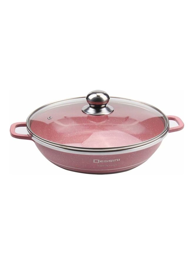 DESSINI 10-Piece Granite Non Stick Scratch Resistance Cookware With Lids Set Includes 1xCasserole (32cm),1xCasserole (28cm), ,1xCasserole (24cm),1xCasserole (20cm) and Shallow Casserole Pink 32,28,24,20,28cm  - Image 4