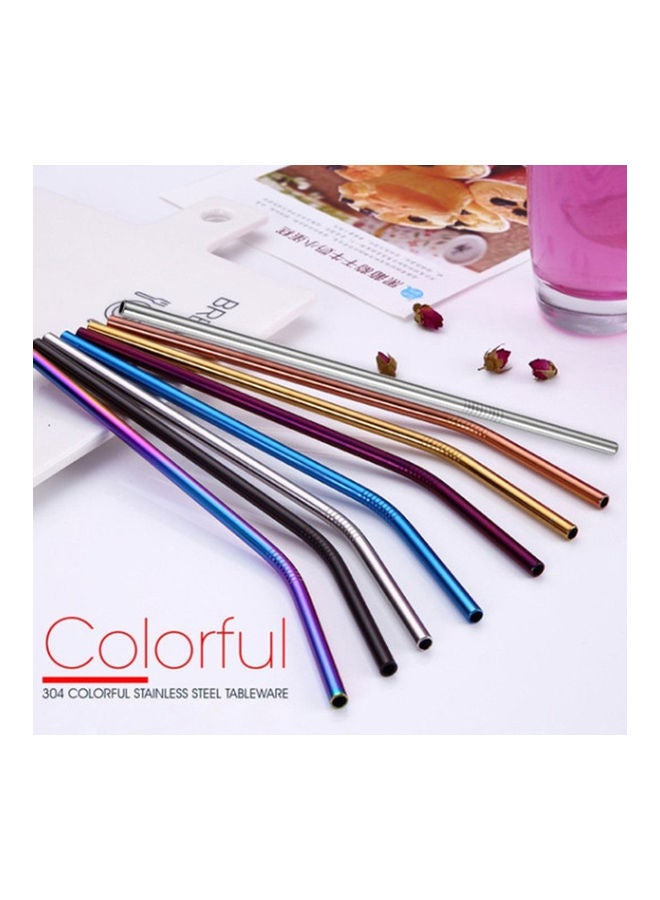 Fashion Stainless Steel Metal Drinking Straw Set Reusable Straws Cleaner Brush Kit Silver 21.5*21.5*21.5cm  - Image 2