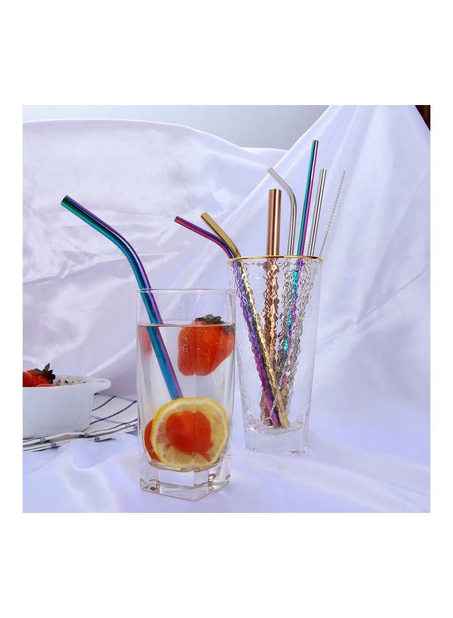 Fashion Stainless Steel Metal Drinking Straw Set Reusable Straws Cleaner Brush Kit Silver 21.5*21.5*21.5cm  - Image 4