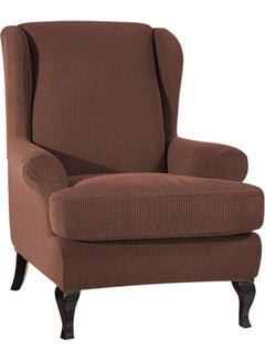 Sofa Covers Wing Chair Elastic Fabric Stretch Couch Slipcover Polyester Spandex Furniture Protector (Dark coffee) Dark coffee 28.00*6.00*28.00cm