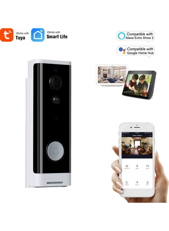 Generic - WiFi Smart Security DoorBell HD 1080P Wireless Visual Intercom Recording Video Door Phone PIR Motion Detector Rainproof TuyaSmart APP Remote Home Monitoring Night Vision Compatible with Alexa Echo Show 2 & Google Home Hub Voice Control - Image 1