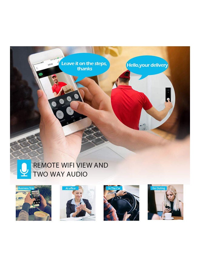 Generic - WiFi Smart Security DoorBell HD 1080P Wireless Visual Intercom Recording Video Door Phone PIR Motion Detector Rainproof TuyaSmart APP Remote Home Monitoring Night Vision Compatible with Alexa Echo Show 2 & Google Home Hub Voice Control - Image 1