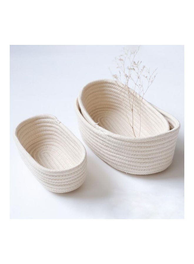Tabletop Ship Type Cotton Thread Storage Basket for Cosmetics Organize Beige 24*24*24cm - Image 2