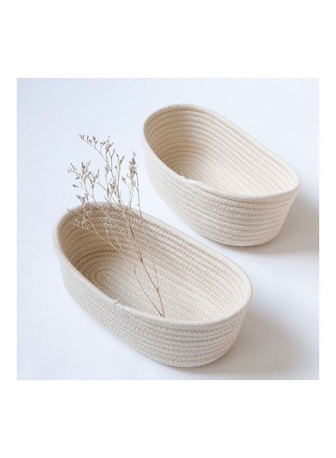 Tabletop Ship Type Cotton Thread Storage Basket for Cosmetics Organize Beige 24*24*24cm - Image 5