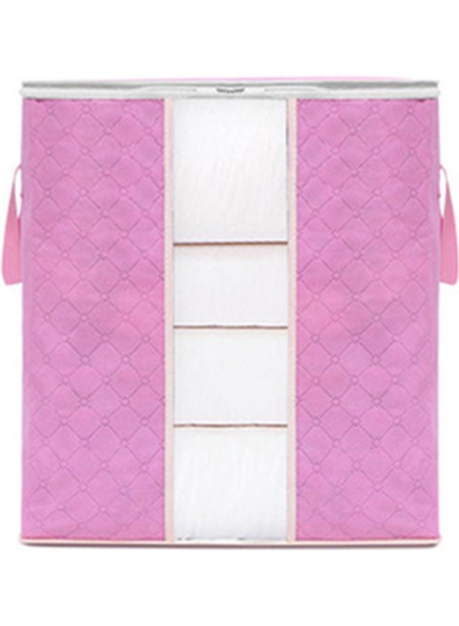 Large Clothes Storage Box with Cap Moistureproof Non-woven Bag Quilt Luggage Sundries Organizer Pink 21*21*21cm - Image 1
