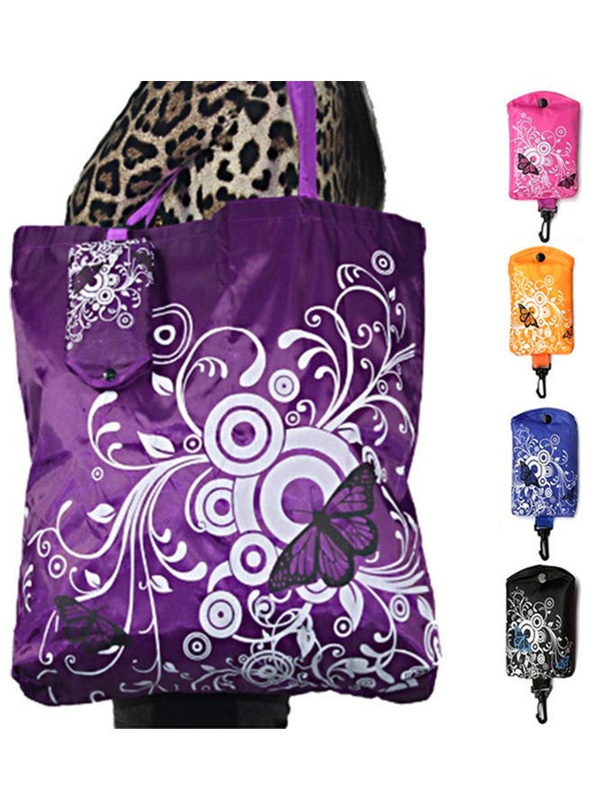 Foldable Floral Large Capacity Shopping Handbag Grocery Storage Bag Tote Pouch Coffee 20*10*20cm - Image 2