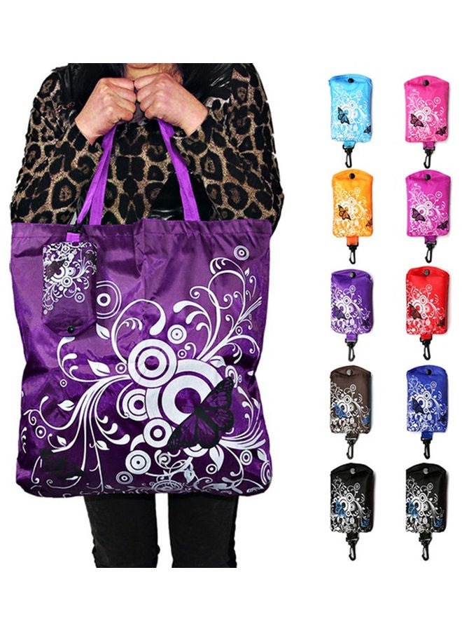 Foldable Floral Large Capacity Shopping Handbag Grocery Storage Bag Tote Pouch Coffee 20*10*20cm - Image 3