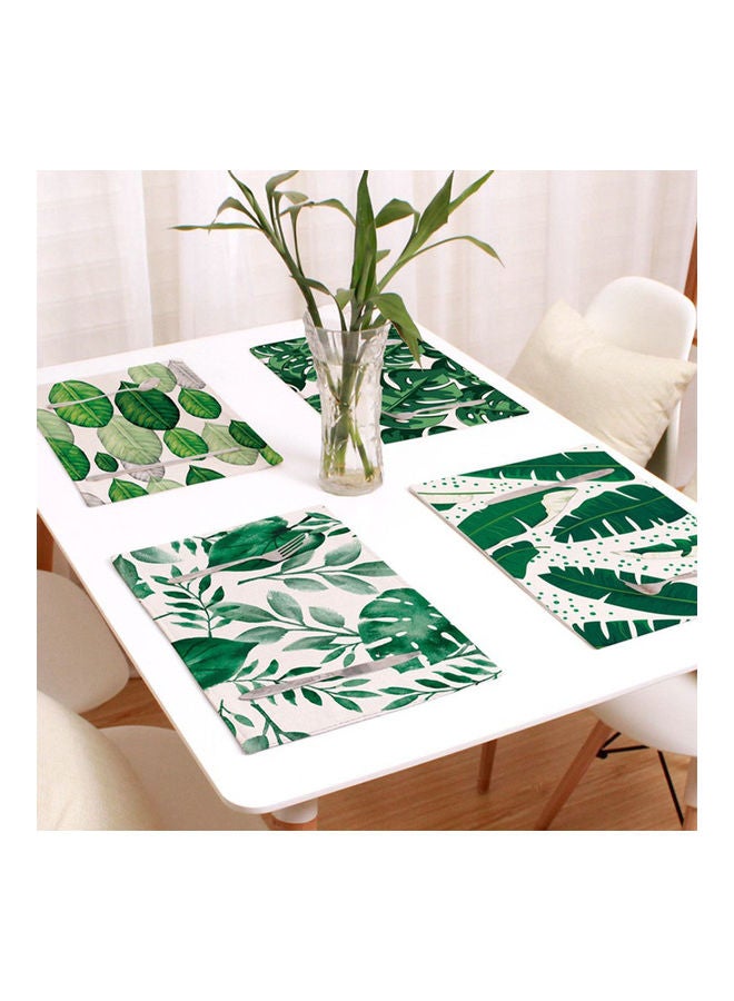 1pcs Green Leaf Printed Placemat Cotton Linen Bowls Coasters Dining Table Mat for Kitchen Supplies Style:Linen single side multicolor 29*29*29cm - Image 4