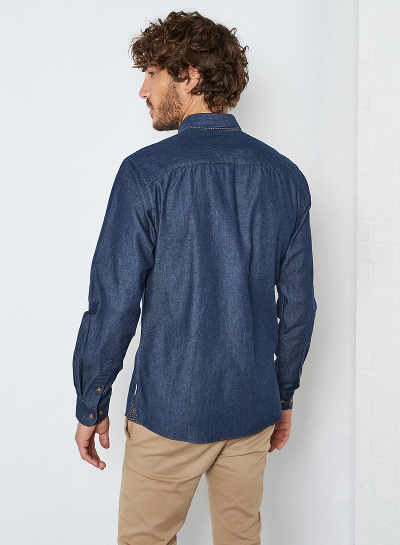 Only & Sons - Collared Neck Classic Shirt Dark Blue Denim - Image 1