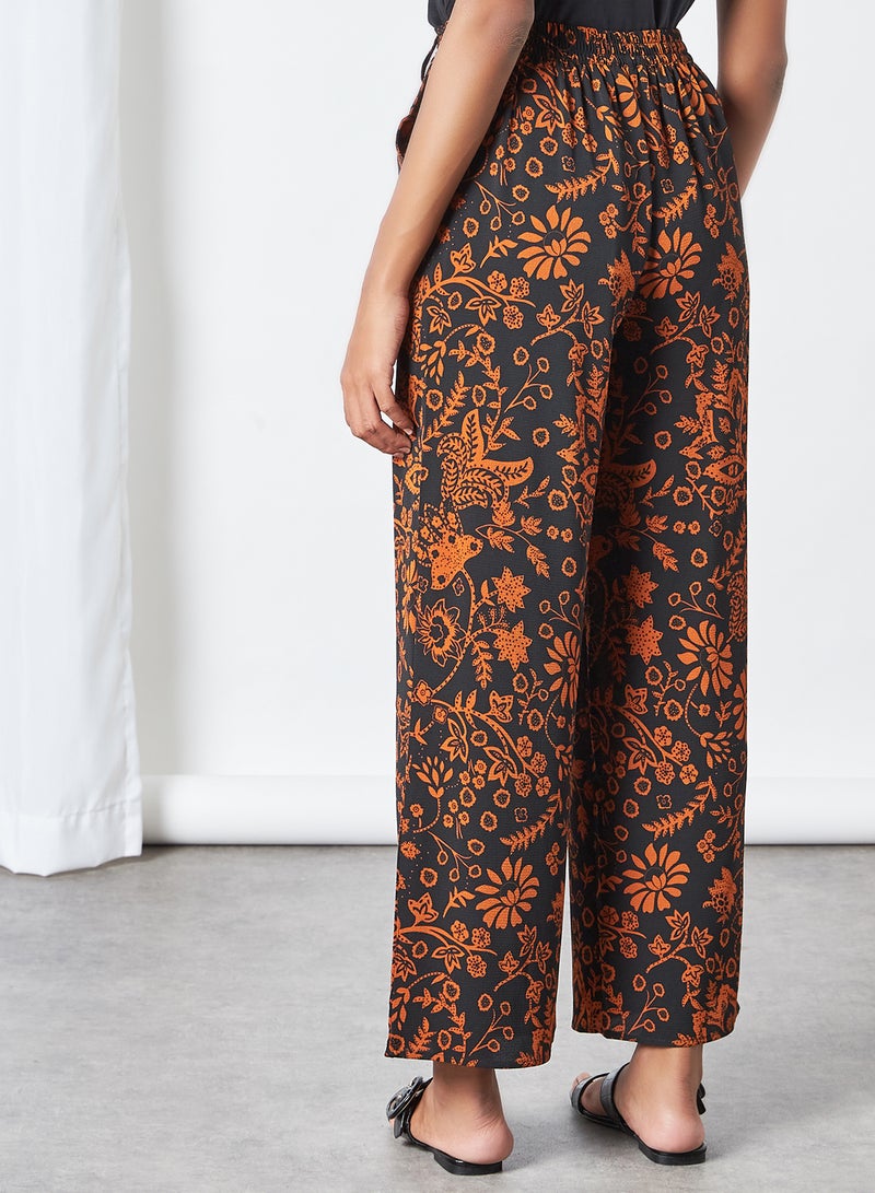 ONLY Printed Palazzo Pants Black Burned Flower Paisley  - Image 4