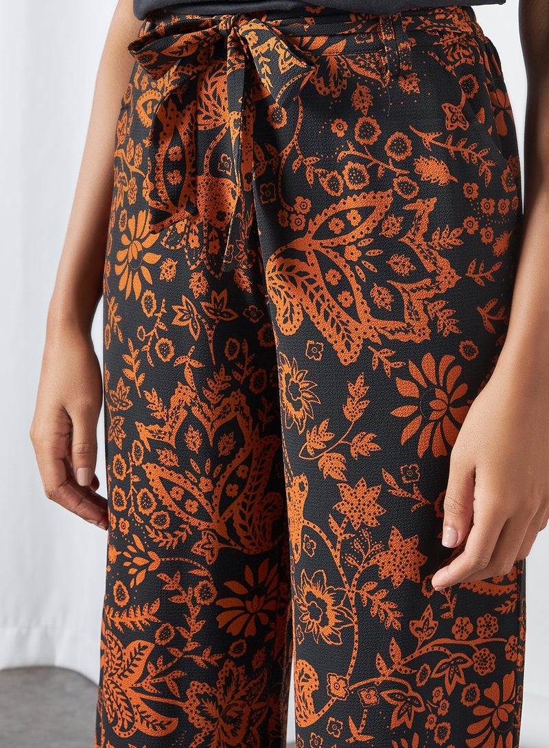 ONLY Printed Palazzo Pants Black Burned Flower Paisley  - Image 3