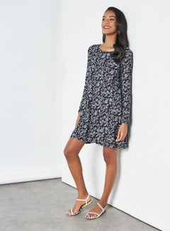 BRAVE SOUL Floral Print Round Neck Dresses Black/White  - Image 1