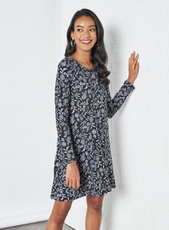 BRAVE SOUL Floral Print Round Neck Dresses Black/White  - Image 2