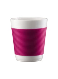 bodum 2-Piece Porcelain Double Wall Mug White/Pink 0.10ml 