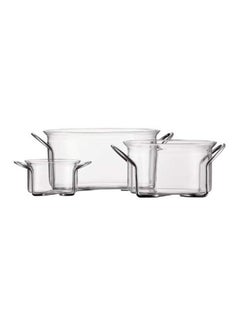 bodum 3-Piece Hot Pot Dish Set With Chrome Holders Clear  - Image 1