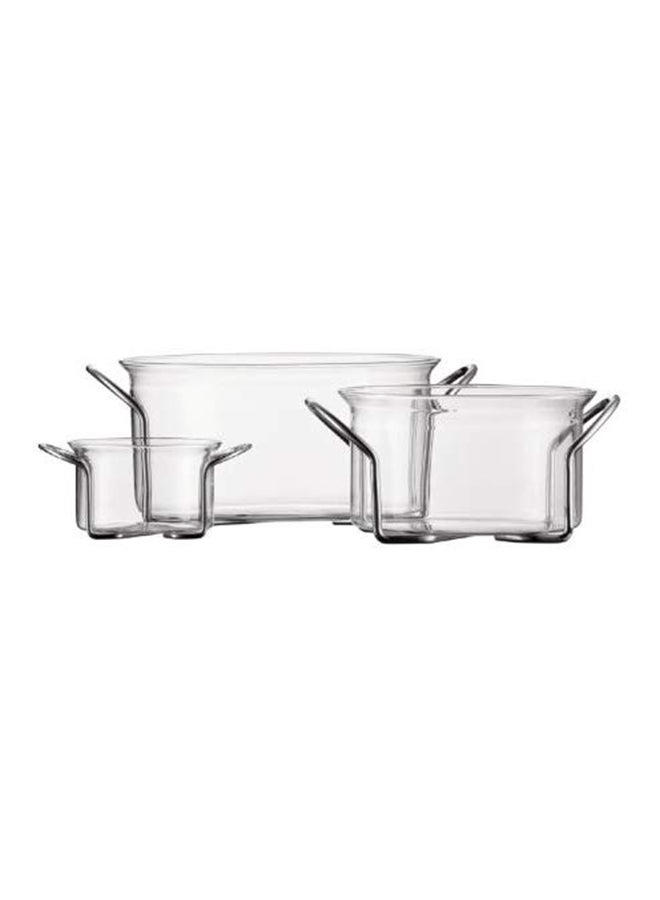 bodum 3-Piece Hot Pot Dish Set With Chrome Holders Clear - Image 1