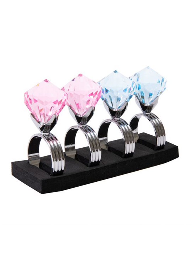 Set Of 4 Napkin Rings Blue/Pink 14x5x8cm 