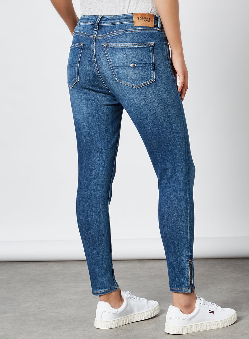 TOMMY JEANS Nora Skiny Fit Ankle Zip Jeans Harlow Dark Blue Star - Image 2