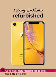 مستعمل ومجدد - هاتف آيفون XR بذاكرة روم 64 جيجابايت مع تطبيق فيس تايم ويدعم تقنية 4G LTE بلون أصفر