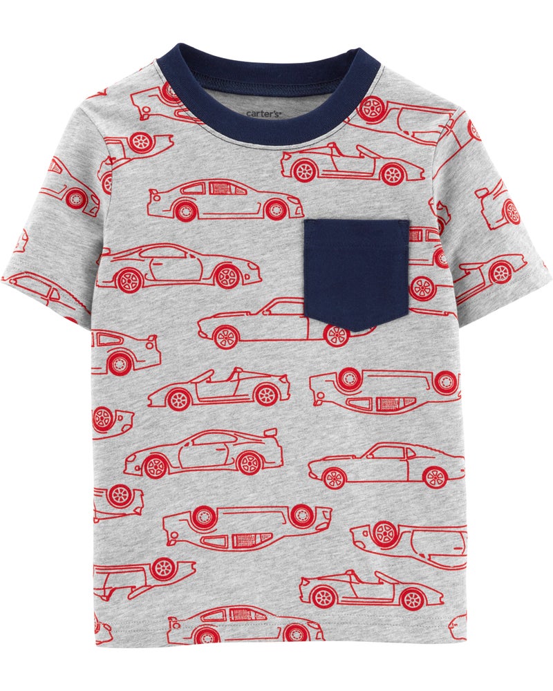 carter's Single Pocket Race Car Printed T-Shirt Multicolour