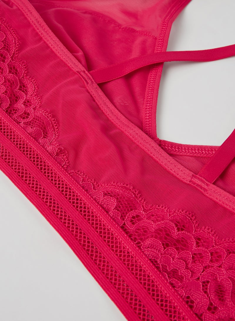 Amante Lace Sheer Non-Wired Bralette Bright Rose  - Image 5