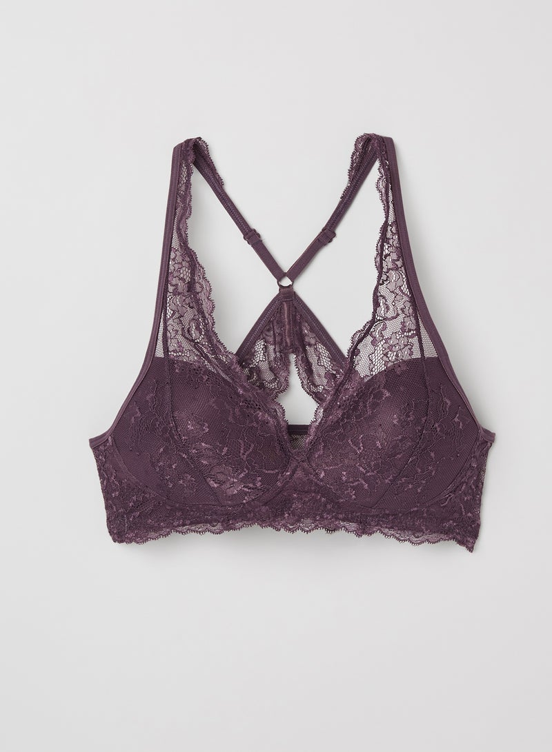 Amante Floral Crossback Non-Wired Bralette Vintage Violet  - Image 4