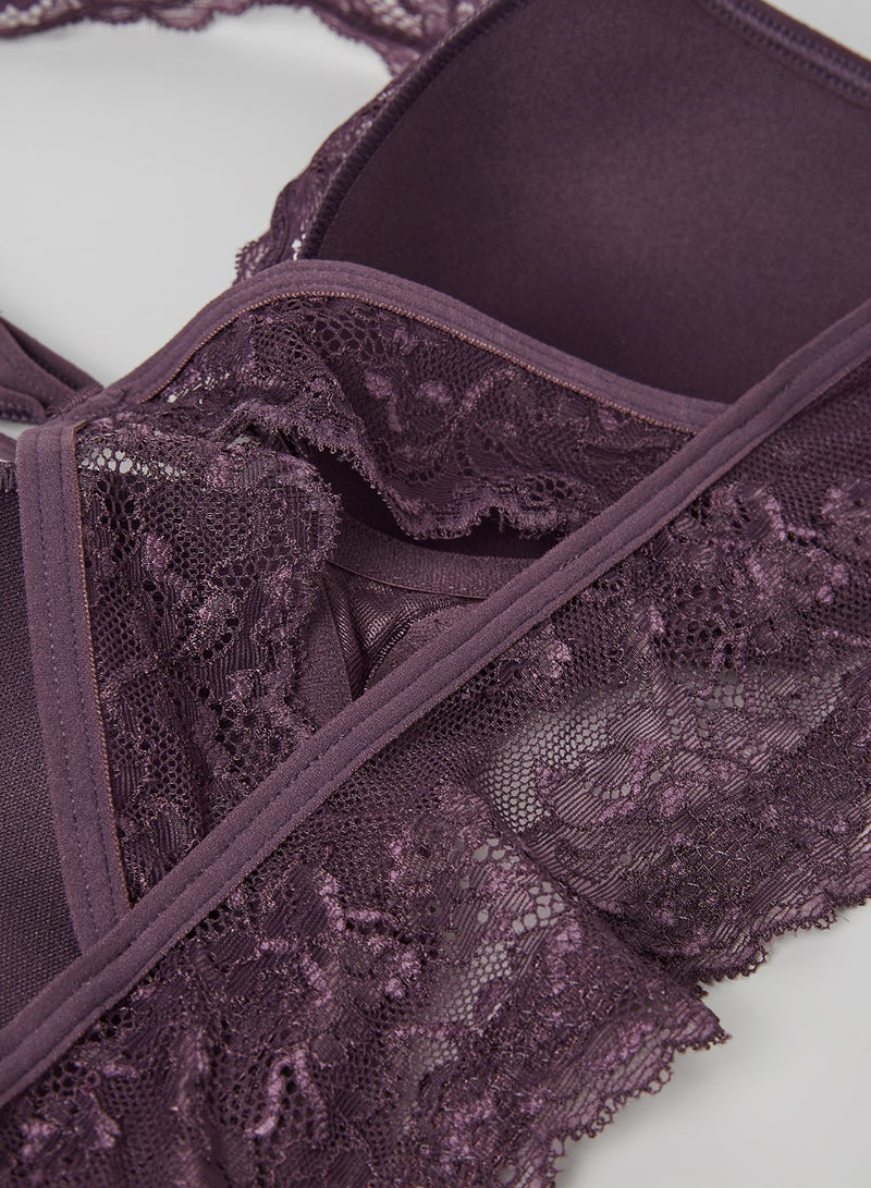 Amante Floral Crossback Non-Wired Bralette Vintage Violet  - Image 5