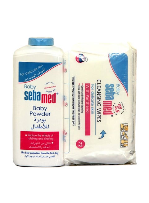 Baby Powder With Baby Cleansing Wipes