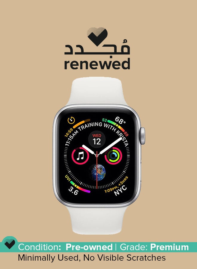 Apple Renewed - Watch Series 4-40mm GPS Silver Aluminium Case With White Sport Band  - Image 1