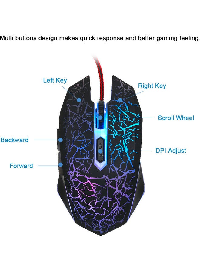 ماوس ألعاب سلكي بتصميم مريح وإضاءة متعددة الألوان RGB بمنفذ USB مناسب لأجهزة الكمبيوتر واللابتوب بلون أسود - Image 2