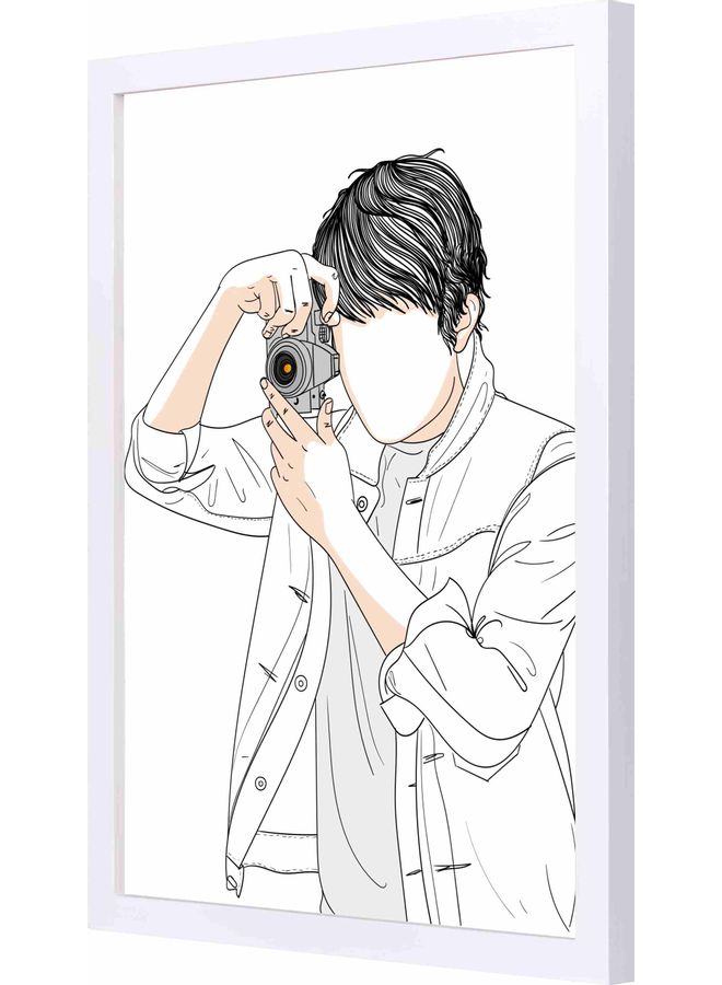 لوحة فنية جدارية بتصميم مفرغ لمصور مزودة بإطار أبيض - Image 1