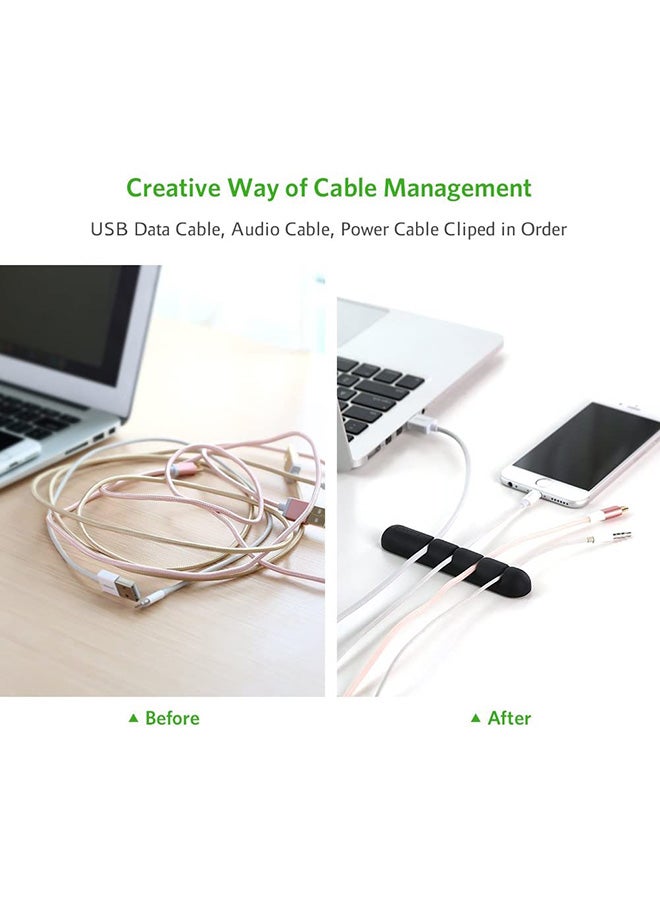 Ugreen - Black Cable Clips Holder 2Pack Desktop Cable Management System Cable Organizer For Power Cords And Charging Cables Small Portable Black - Image 1