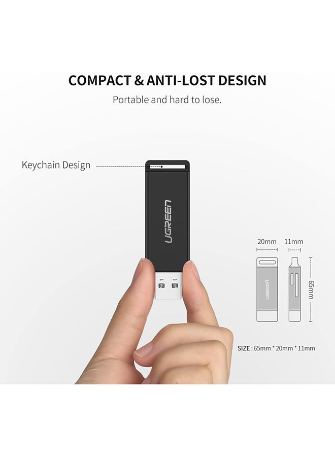 Ugreen - SD Card Reader Portable USB 3.0 Dual Slot Flash Memory Adapter Hub for TF SD Micro SD SDXC SDHC MMC RS-MMC UHS-I for Mac Windows Linux Chrome PC Laptop Multicolour - Image 1