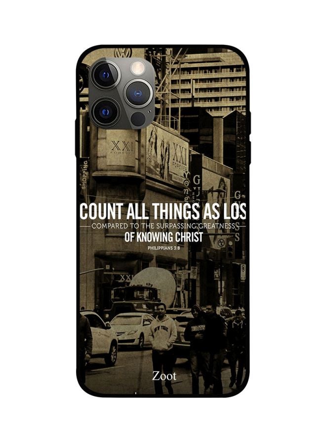 Quote Printed Case Cover -for Apple iPhone 12 Pro Brown/Black/White Brown/Black/White