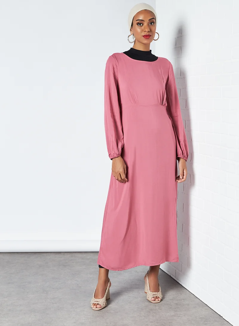 Cotton On West Belt Solid Woven Rach Split Maxi Dress Rose Wine