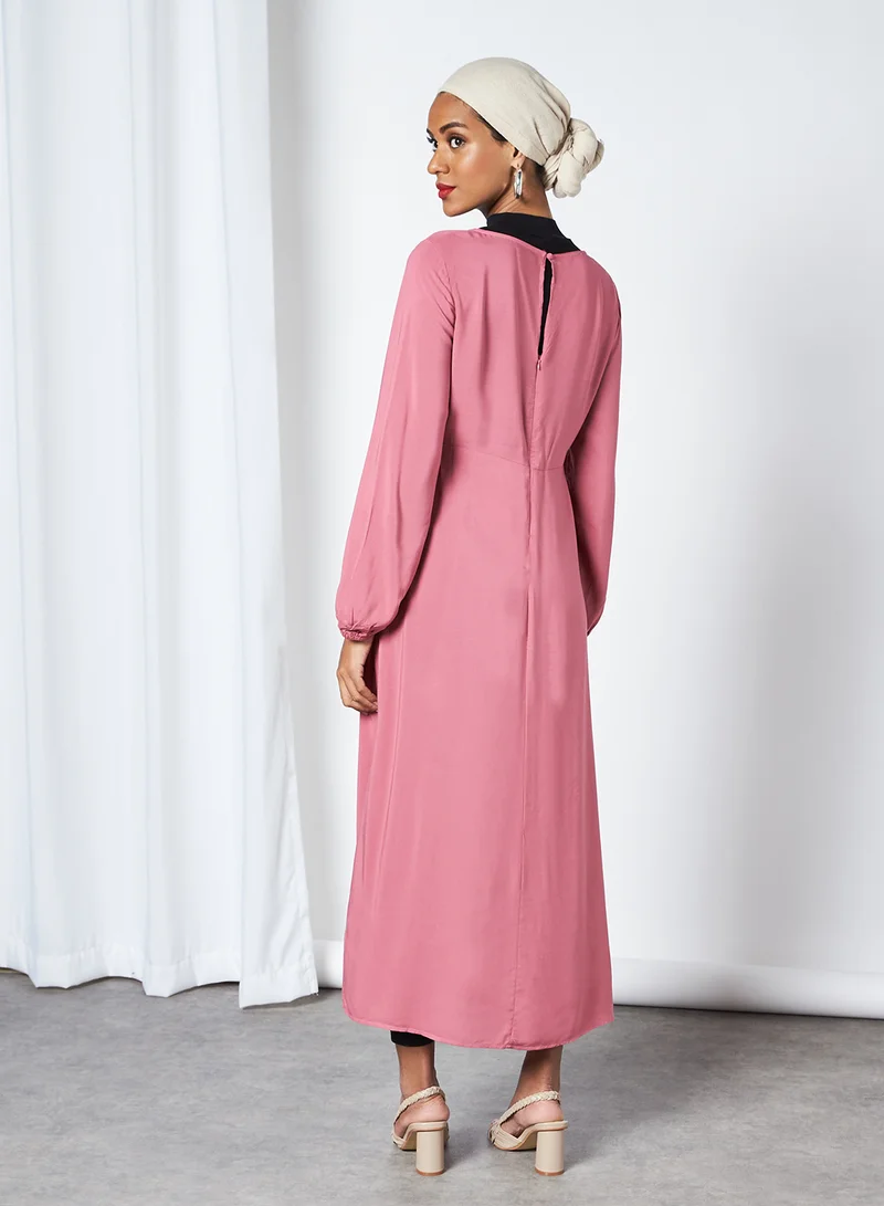 Cotton On West Belt Solid Woven Rach Split Maxi Dress Rose Wine