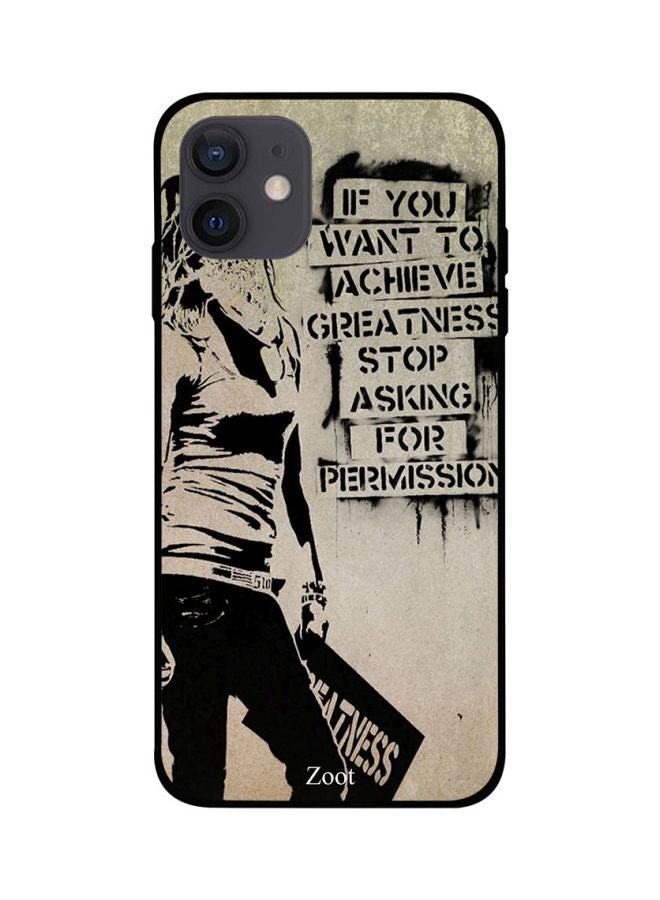Zoot Quote Printed Case Cover -for Apple iPhone 12 Grey/Black Grey/Black - Image 1