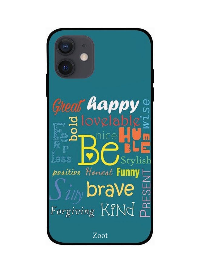 زوت Quote Printed Case Cover -for Apple iPhone 12 Blue/White/Yellow Blue/White/Yellow - Image 1