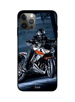 Biker Printed Case Cover -for Apple iPhone 12 Pro Max Blue/Black/Orange Blue/Black/Orange