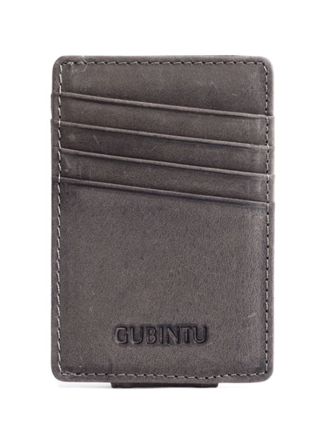 Beauenty Genuine Leather Foreign Trade Card Wallet With Back Money Clip Grey - Image 1