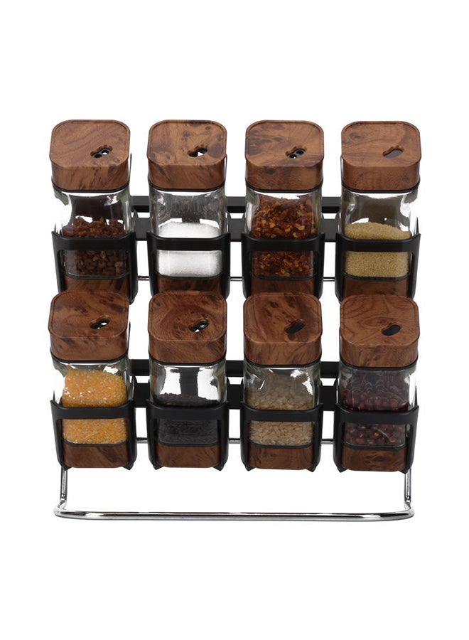 ALMUFARREJ 8-Piece Spice Bottle Set Brown 30 x 28 x 12cm - Image 1
