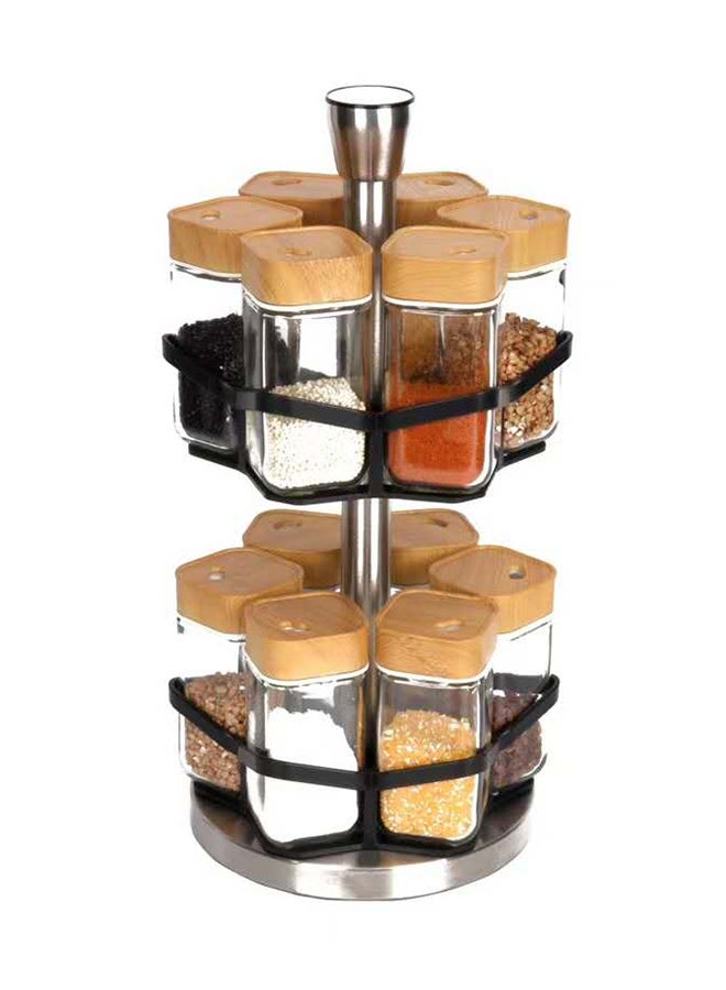 ALMUFARREJ 12-Piece Spice Bottle Set Beige 35 x 25 x 25cm