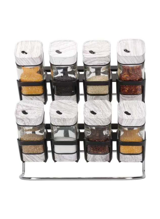 ALMUFARREJ 8-Piece Spice Bottle Set White 30 x 28 x 12cm - Image 1