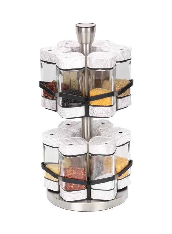ALMUFARREJ 12-Piece Spice Bottle Set White 35 x 25 x 25cm