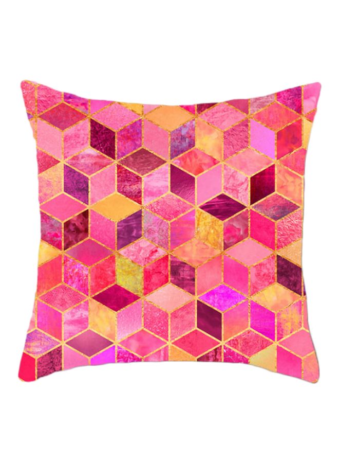 Geometric Shape Printed Cushion Cover Red/Pink 45x45cm