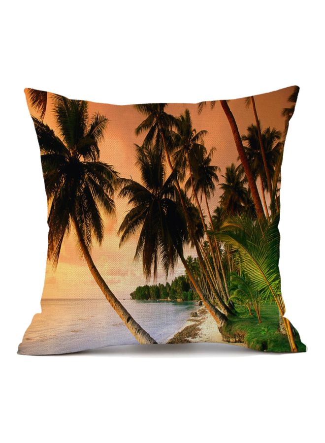 Beach Printed Cushion Cover Orange/Black/Green 45x45cm