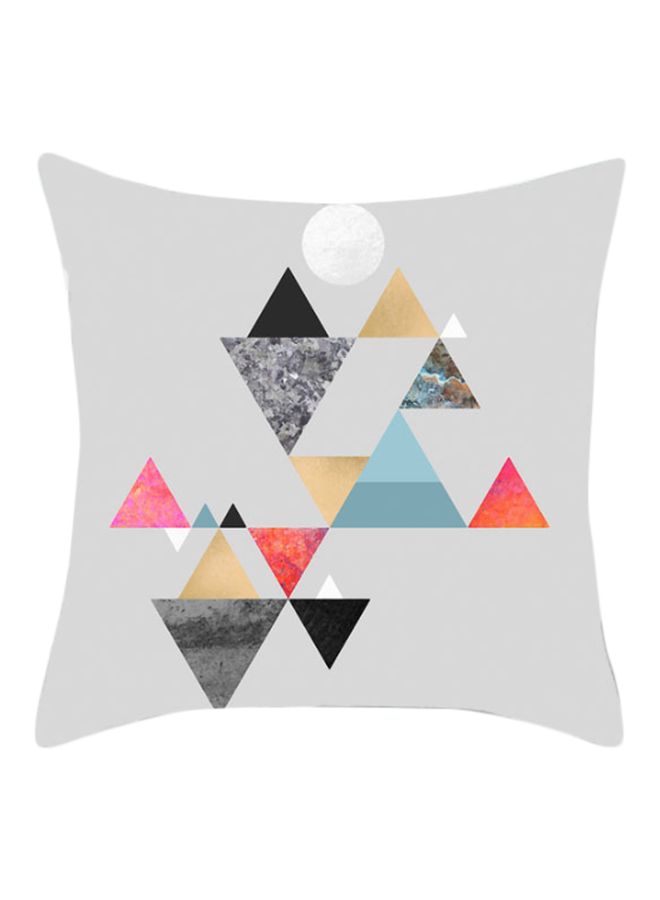Geometric Pattern Cushion Cover Grey/Black/Pink 45x45cm